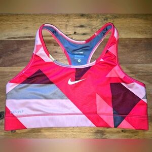 💖 Vintage Nike Women’s Large Sports Bra – Retro Pink/Gray/Black Racerback
